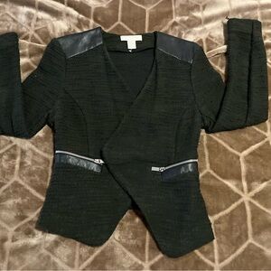 H&M Forest Green Knit Leather Blazer